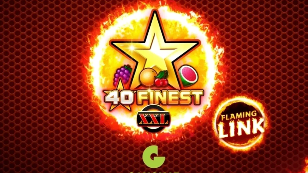 Tampilan visual slot 40 Finest XXL Flaming Link dengan elemen neon dan api